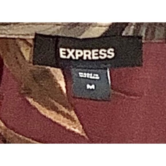 Express Size M Floral Burgundy Satin Midi Dress Cowl Neck Hi-Lo Beachy Whimsy - Picture 5 of 12